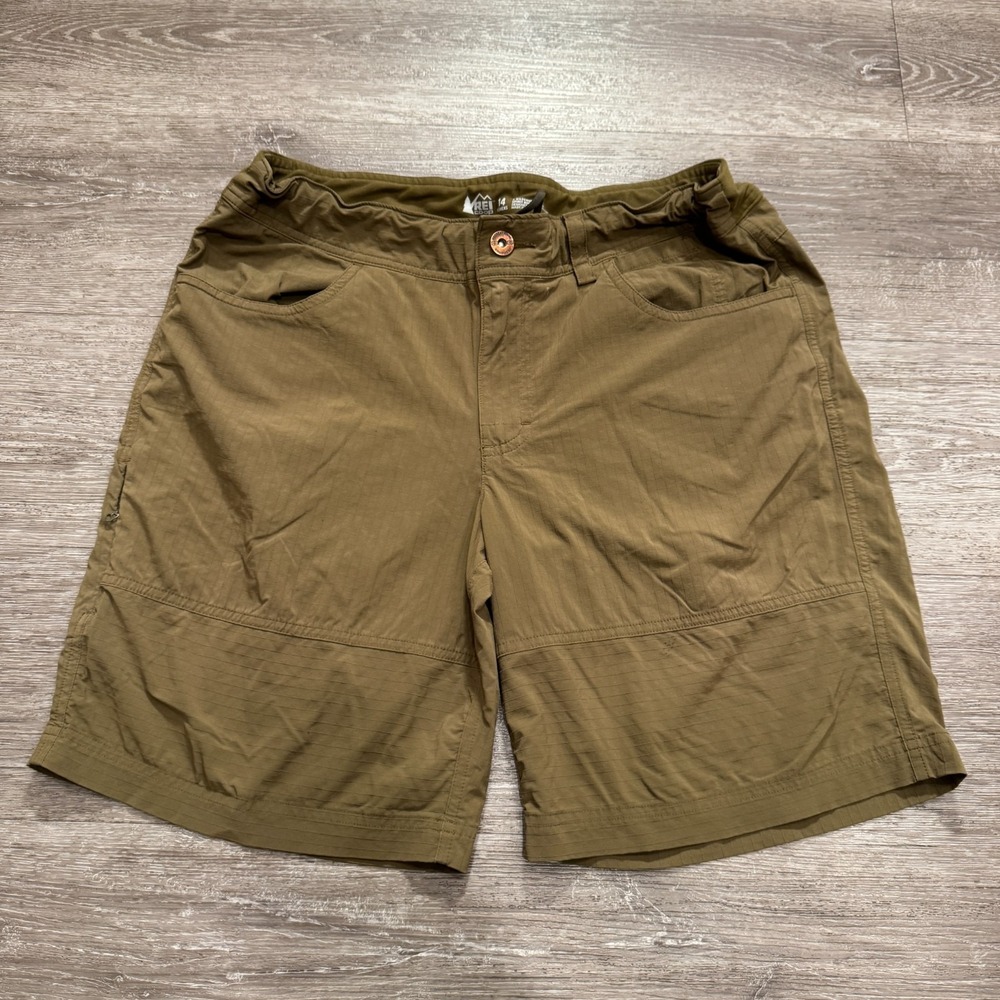 REI Coop Shorts‎ Womens 14 Green Nylon Hiking Drawstring Ripstop 9" Outdoor Hike